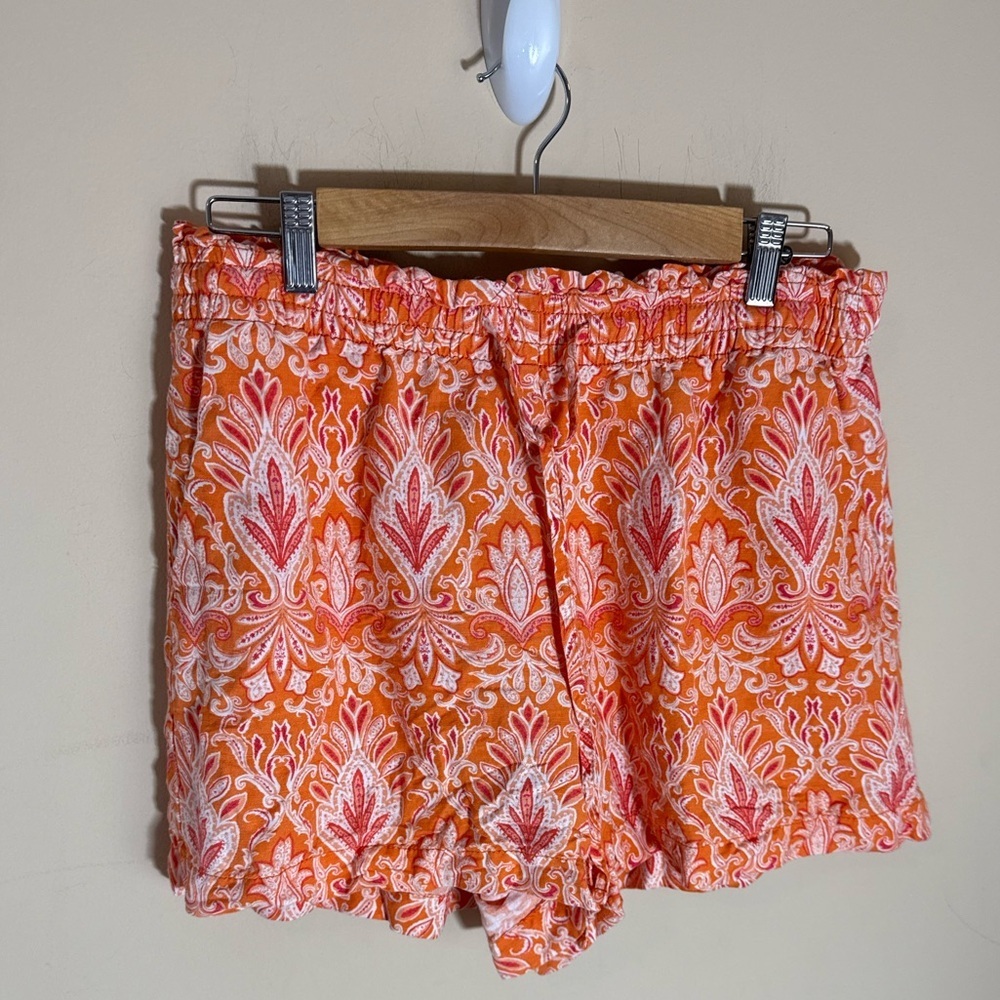 Loft Beach Linen Blend Shorts orange pink paisley size Large